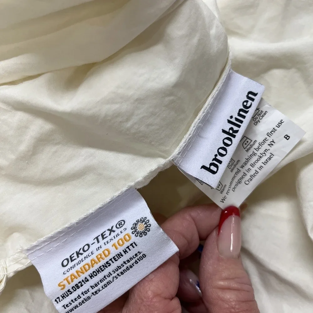 Brooklinen Duvet Cover Ivory White Queen 100% Cotton Percal Classic Comfort